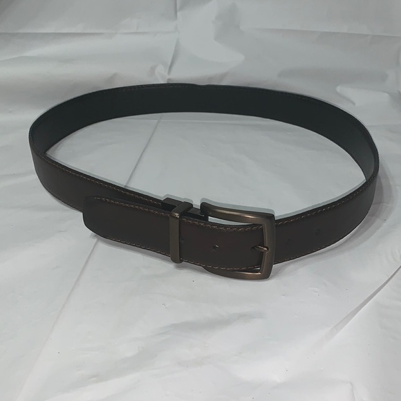 COLUMBIA Black and Brown Reversible Metal Buckle bronze colored Size 36 - Picture 1 of 7